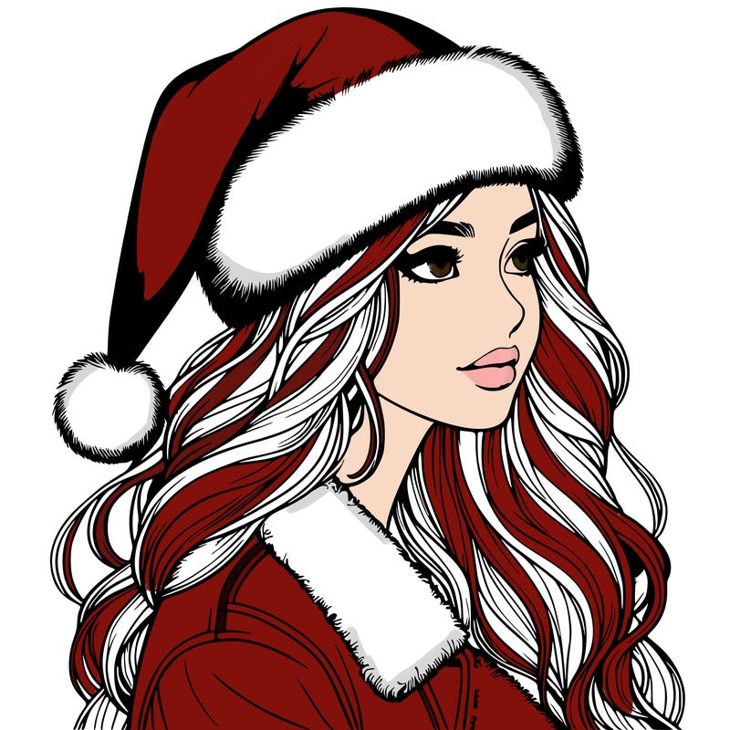 realistic girl in santa hat