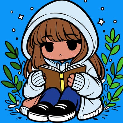 girl in oversized hoodie reading a book