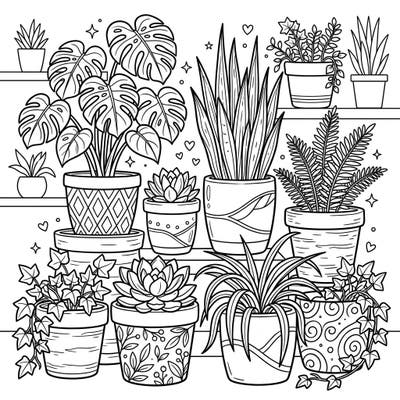 Immerse yourself in the calming world of indoor gardening with this charming ceramic plant pots coloring page. Designed with clear lines and delightful botanical patterns, it offers a perfect artistic escape for seniors.