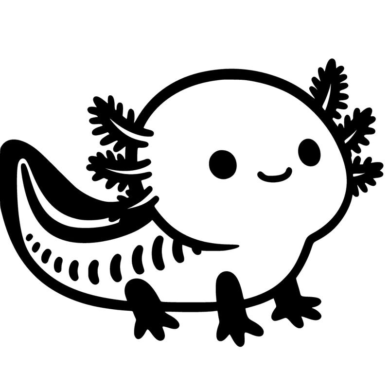 a axolotl with no body and with black legs