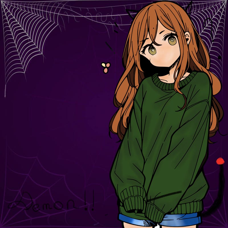 manga teen girl  in a sweater and baggy pants
