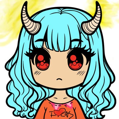 a girl with horns