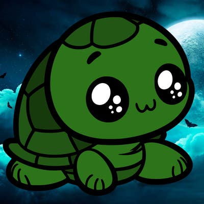 cute little animated turtle