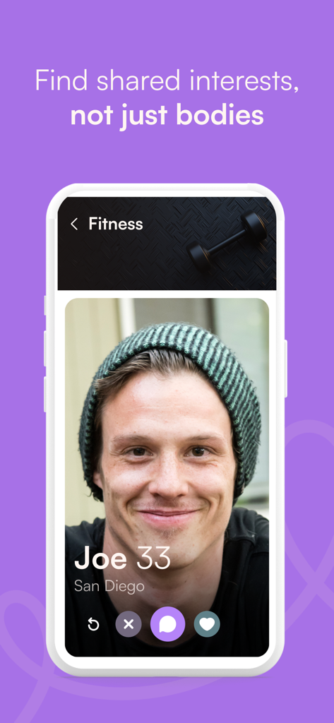 Disco: Gay Dating & Chat - Gay dating app profile showing a man with shared interests in fitness