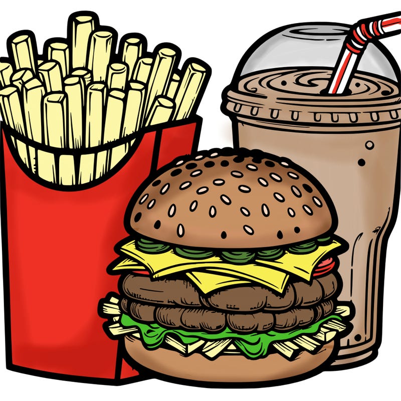 burger and fries and soda