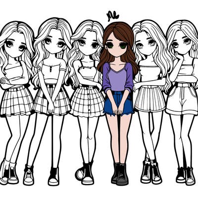 a group of girls realistic