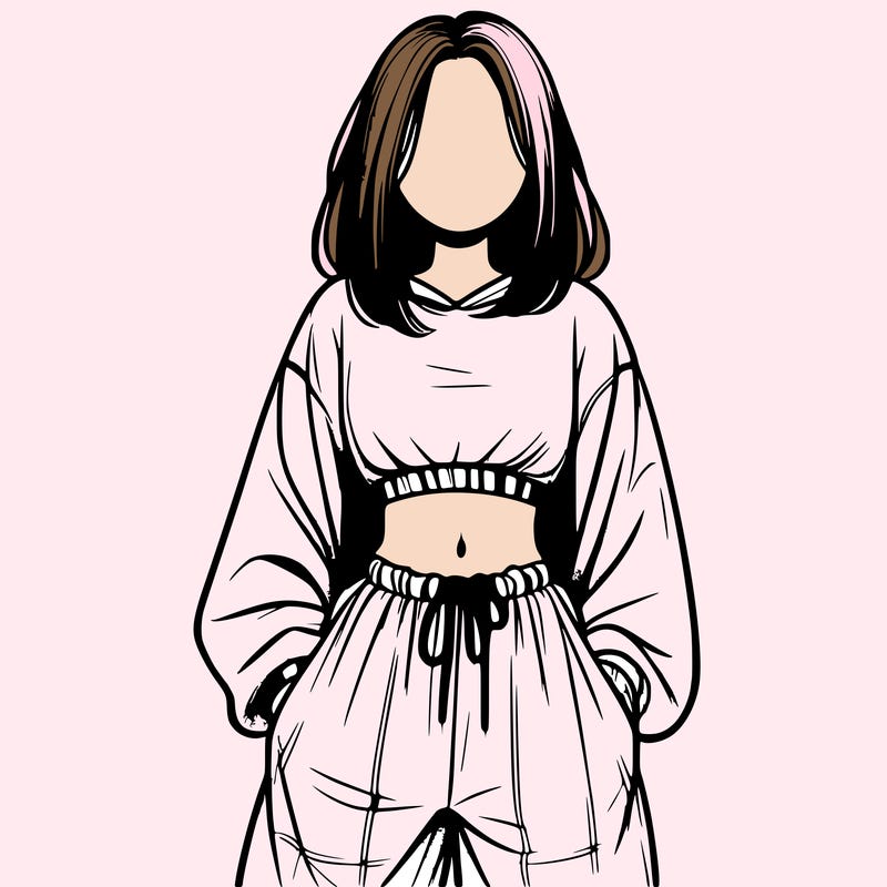 realistic girl faceless with baggy pants and a crop top