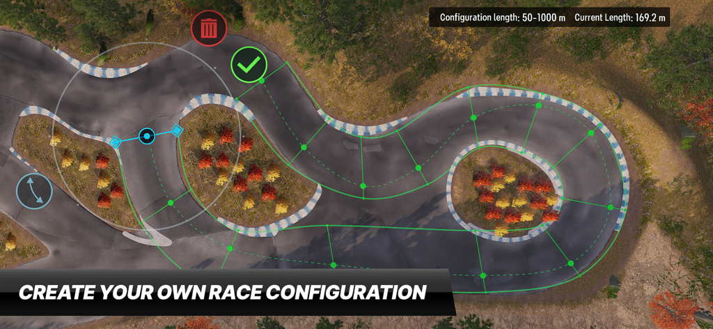 CarX Drift Racing 3 - Top-down view of the custom race configuration editor for designing drift tracks