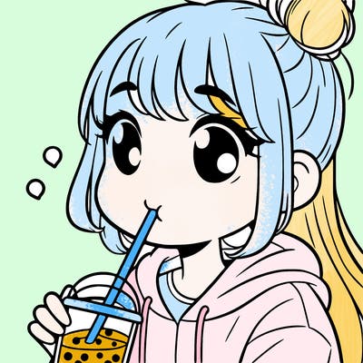 teenage girl drinking boba