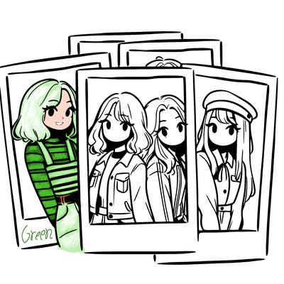 polaroid photo of 4 girls