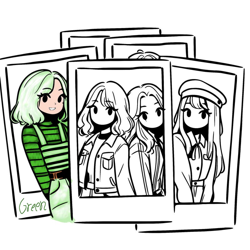 polaroid photo of 4 girls