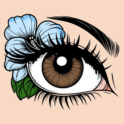 realistic eye with flower