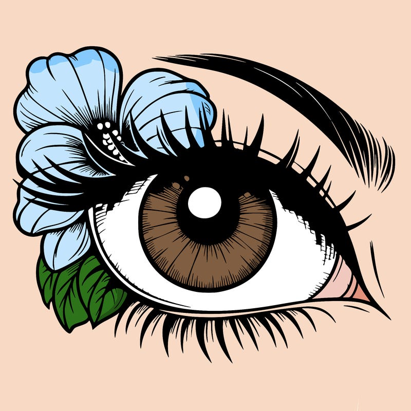 realistic eye with flower
