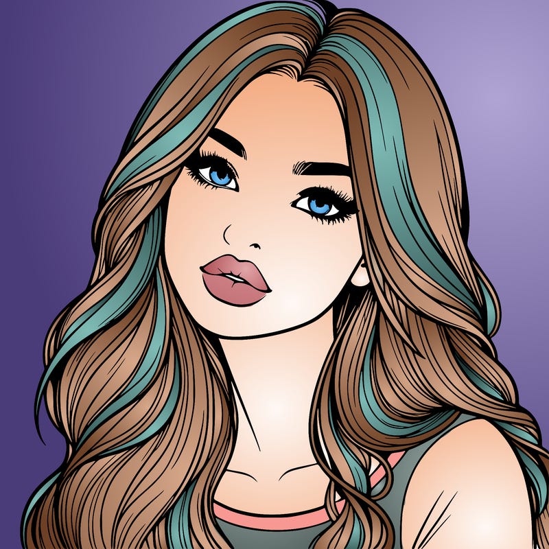 realistic girl with hair on her hair and lips