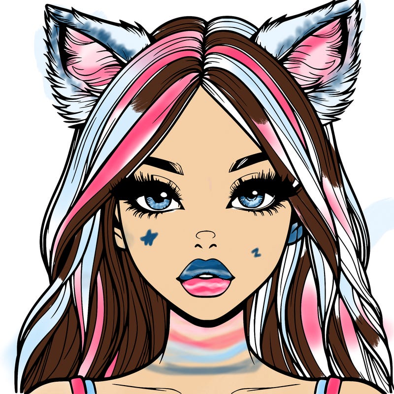 realistic girl with fox ears and realistic lips