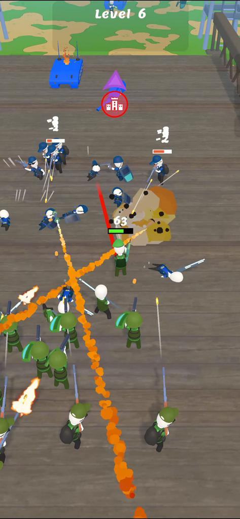 Island Warfare 3D: Guns' Land - Tactical battle between green and blue armies in Island Warfare 3D gameplay