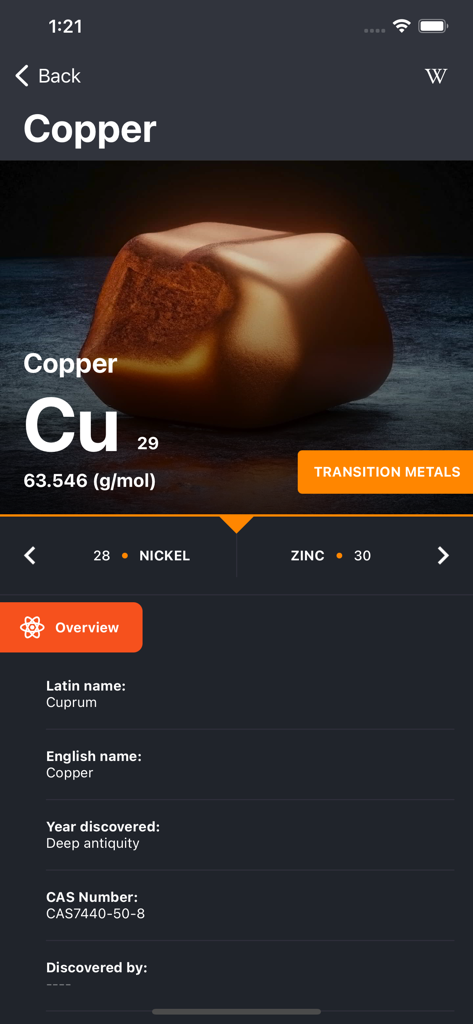 Periodic Table 2025 PRO - Detailed information for the element Copper in the Periodic Table 2025 PRO app
