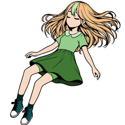 realistic girl floating