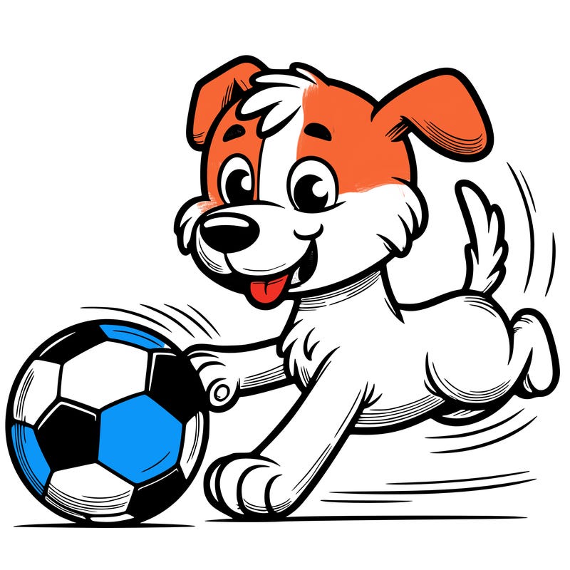dog playing soccer