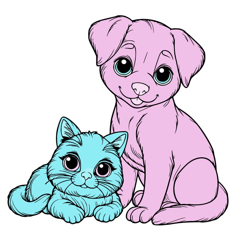 realistic cat and dog