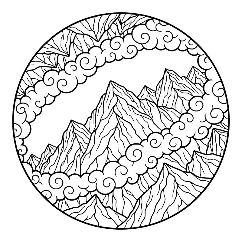 clouds as a frame and mountains around them '