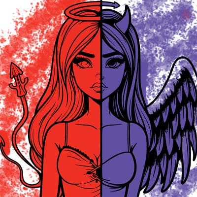devil vs angel realistic girl