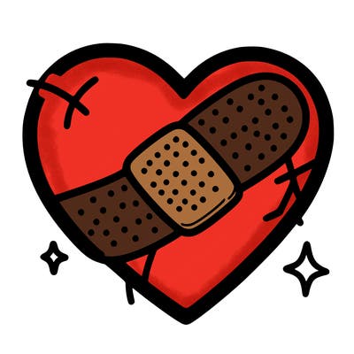 heart with a bandage around it