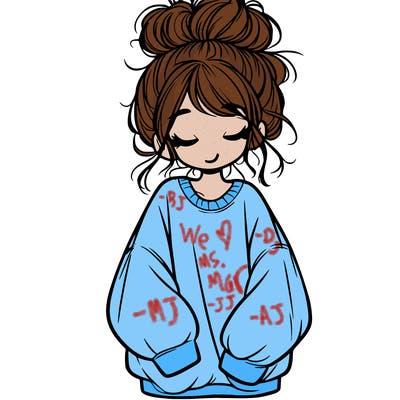 girl with baggy sweatshirt and messy bun