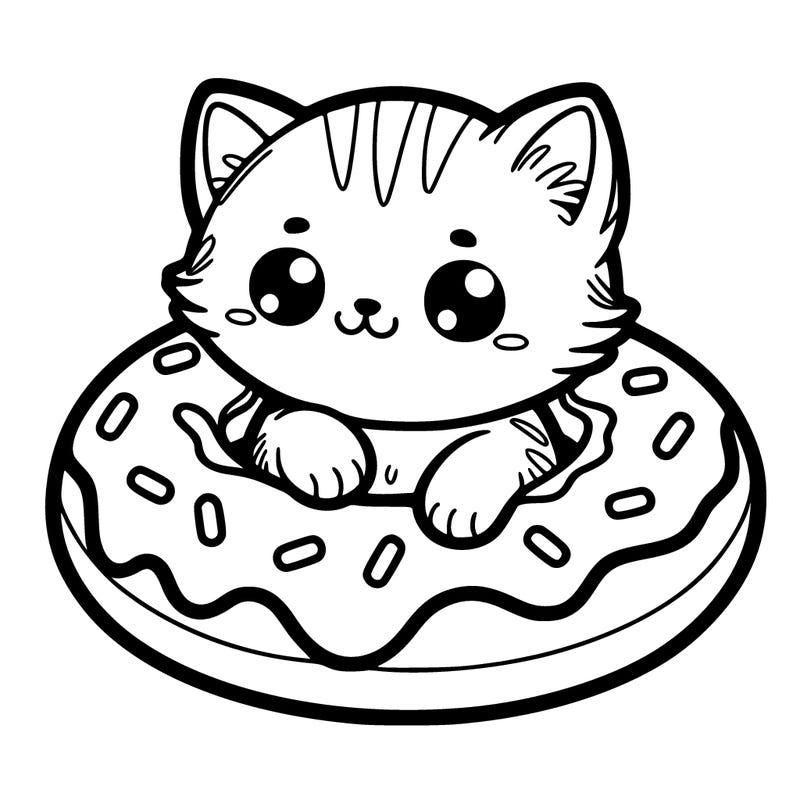 cute kitten in a doughnut