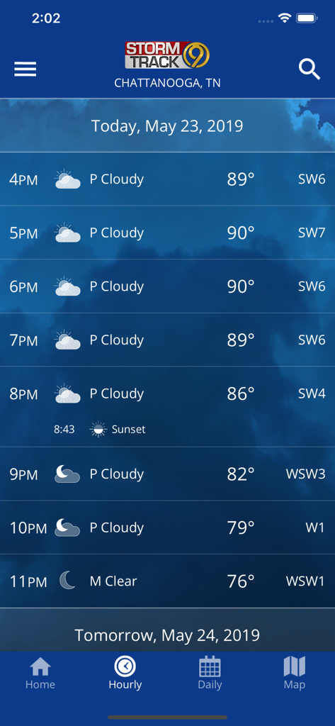 WTVC Storm Track 9 - Hourly weather forecast for Chattanooga on the WTVC Storm Track 9 mobile app