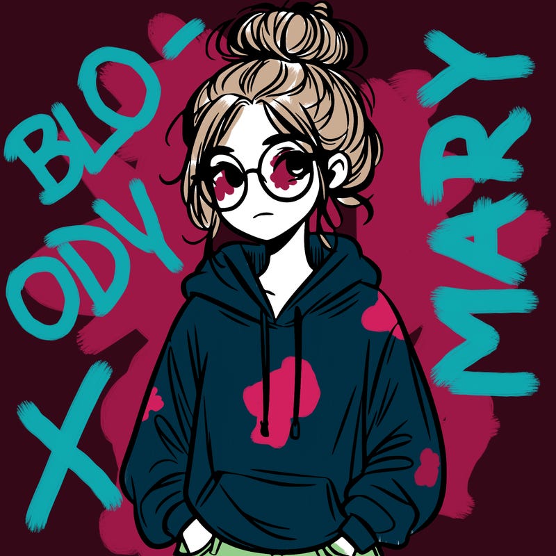 teen girl with a messy bun and glasses wearing a loose hoodie and jeans