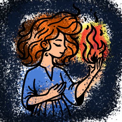 woman with fire