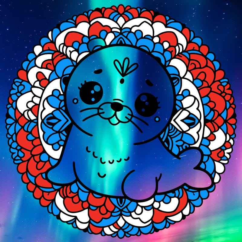 a cute baby seal mandala