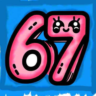 the numbers 67
