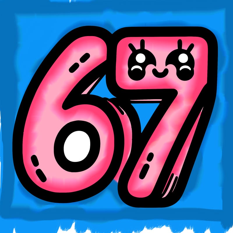 the numbers 67