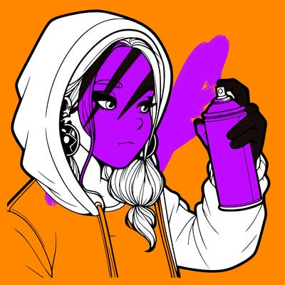 a realistic girl, spray painting