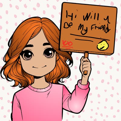 realistic girl holding up a sign