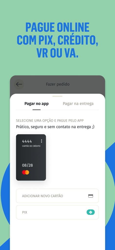 Olga Ri + Hi Pokee - Checkout screen of the Olga Ri and Hi Pokee app showing online payment options including credit card and Pix