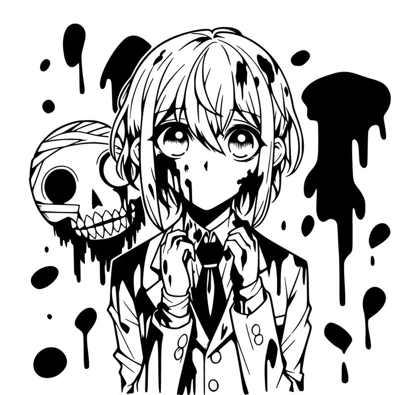 horror, yander anime, blood