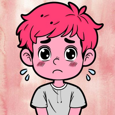 a boy with a embarrassed look on her face