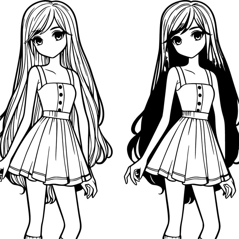 teenage girl with long hair and short dress