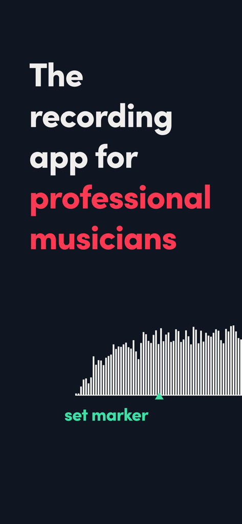 Tape It - Pro Audio Recorder - Recording app interface for professional musicians featuring an audio waveform and marker tool