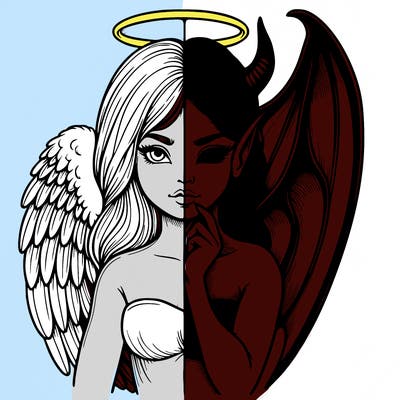 realistic angel half demon