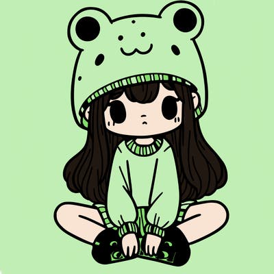 a girl wearing a frog hat and some frog socks