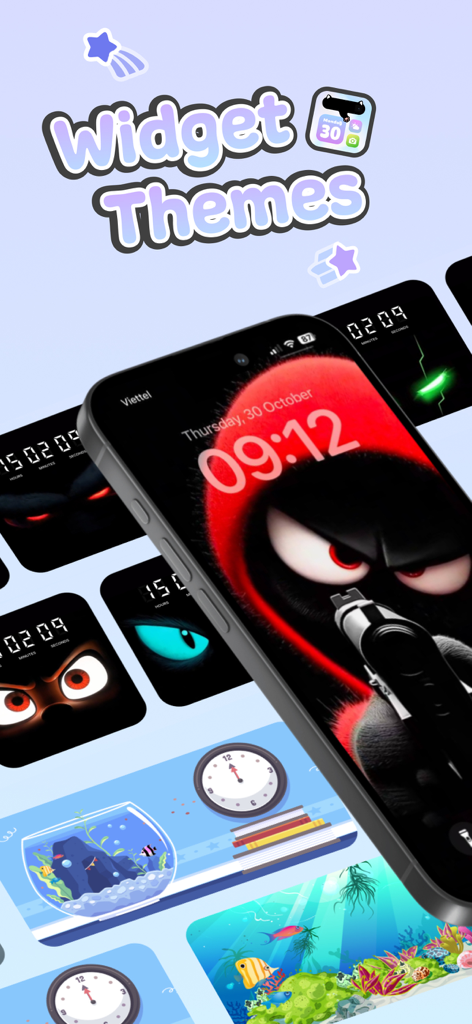 A variety of aesthetic widget themes and custom wallpapers for iPhone home screen personalization