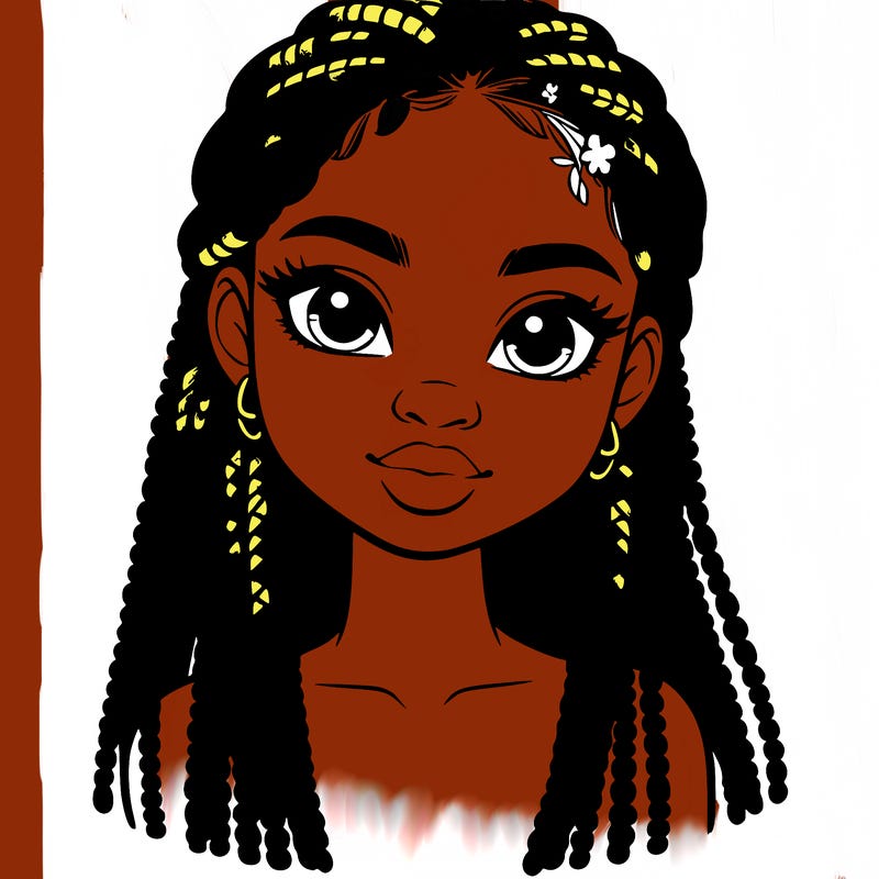 a realistic black girl with braids