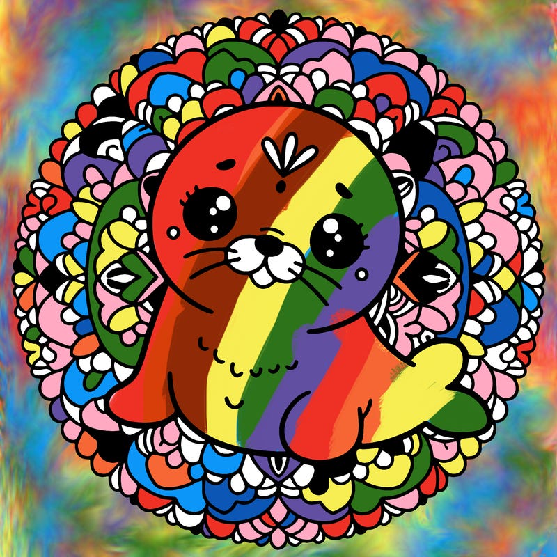a cute baby seal mandala