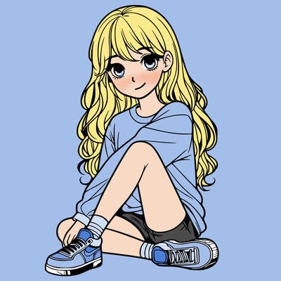 girl sitting realistic