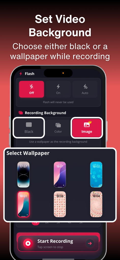 Secret video recorder - NoCam - NoCam 앱에서 은밀한 비디오 녹화를 위한 사용자 정의 배경화면 선택
