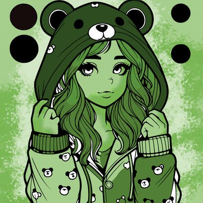 realistic girl in a animal pjs hoodie